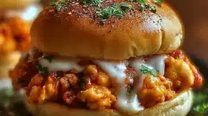 Healthy ground chicken sloppy joes served on a bun with fresh toppings