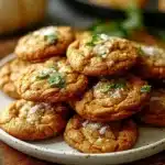 Brown butter pumpkin cookies with autumn spices on a plate